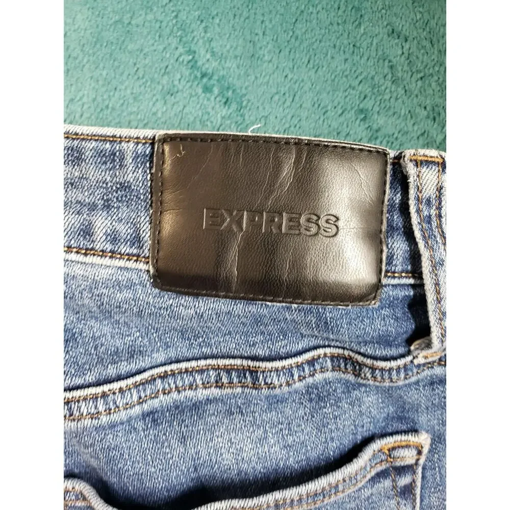 Express Jeans Size 33x30 Mens Blue Pants Stretch Denim Mid Rise Slim Straight